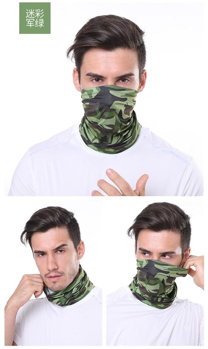Été Hommes Femmes Camouflage Bandana Demi-Masque Cagoule Cache-Cou Foulard Couverture Faciale Cyclisme Chasse Pêche Cagoule Écharpe Unisexe Hommes Femmes Bandanas Polyester Respirant Coupe-vent Anti-UV Cache-Cou Camping Randonnée Escalade Masque Facial