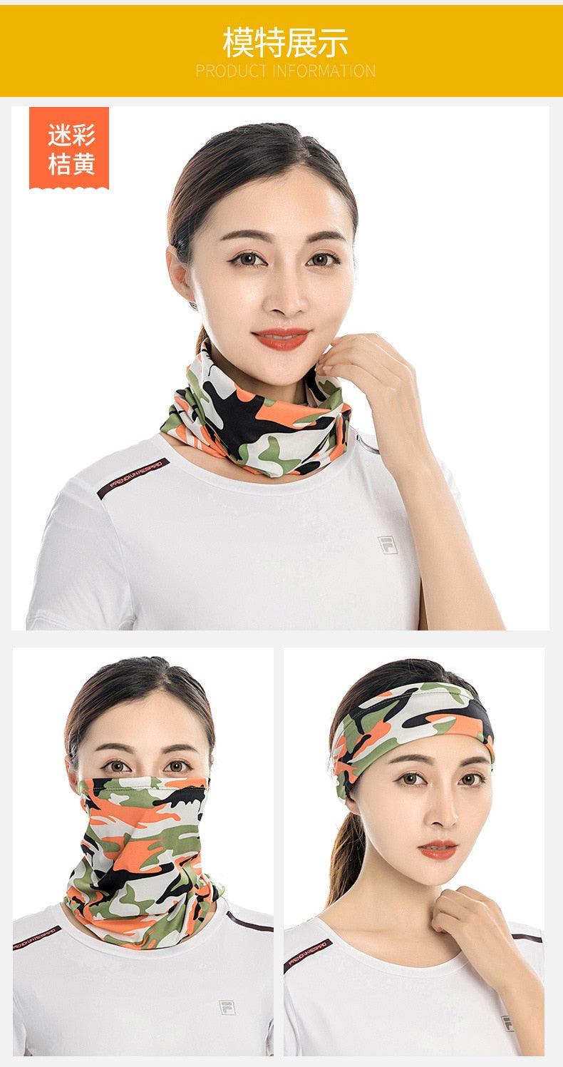Été Hommes Femmes Camouflage Bandana Demi-Masque Cagoule Cache-Cou Foulard Couverture Faciale Cyclisme Chasse Pêche Cagoule Écharpe Unisexe Hommes Femmes Bandanas Polyester Respirant Coupe-vent Anti-UV Cache-Cou Camping Randonnée Escalade Masque Facial