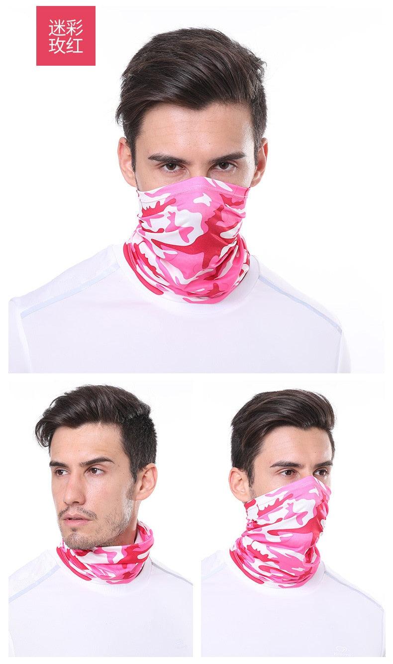 Été Hommes Femmes Camouflage Bandana Demi-Masque Cagoule Cache-Cou Foulard Couverture Faciale Cyclisme Chasse Pêche Cagoule Écharpe Unisexe Hommes Femmes Bandanas Polyester Respirant Coupe-vent Anti-UV Cache-Cou Camping Randonnée Escalade Masque Facial