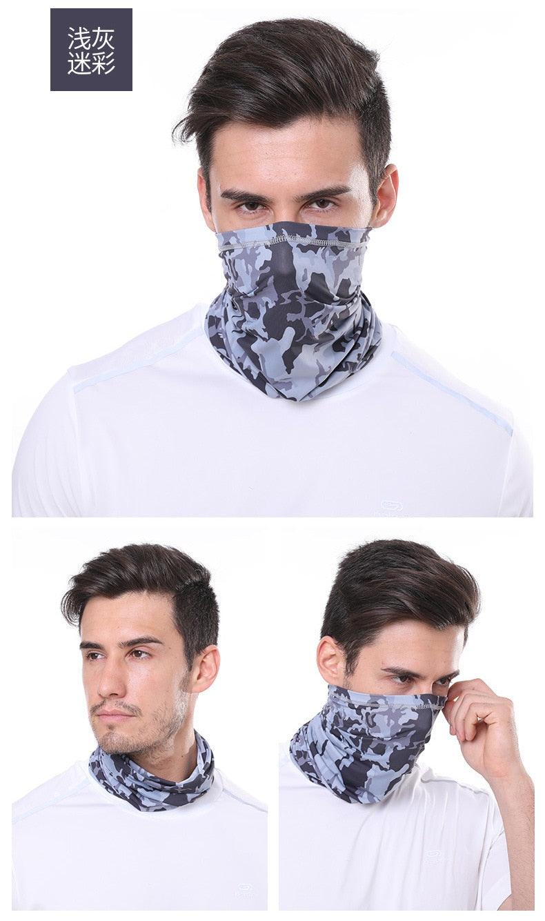 Été Hommes Femmes Camouflage Bandana Demi-Masque Cagoule Cache-Cou Foulard Couverture Faciale Cyclisme Chasse Pêche Cagoule Écharpe Unisexe Hommes Femmes Bandanas Polyester Respirant Coupe-vent Anti-UV Cache-Cou Camping Randonnée Escalade Masque Facial
