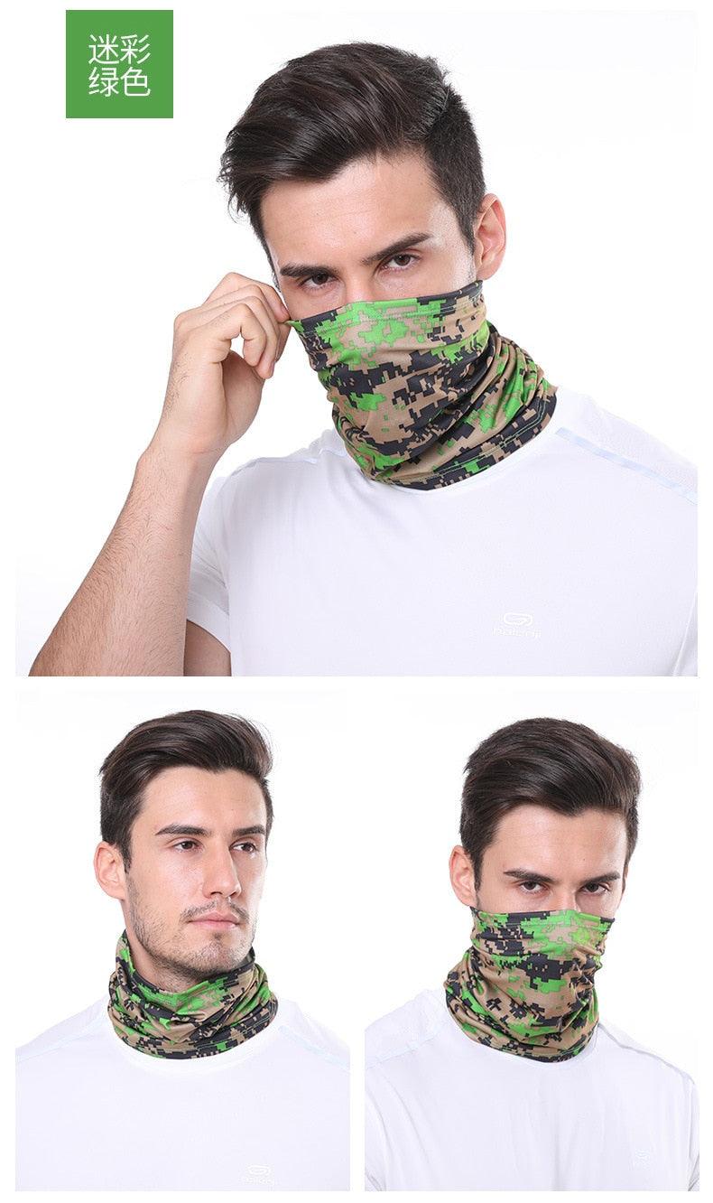 Été Hommes Femmes Camouflage Bandana Demi-Masque Cagoule Cache-Cou Foulard Couverture Faciale Cyclisme Chasse Pêche Cagoule Écharpe Unisexe Hommes Femmes Bandanas Polyester Respirant Coupe-vent Anti-UV Cache-Cou Camping Randonnée Escalade Masque Facial