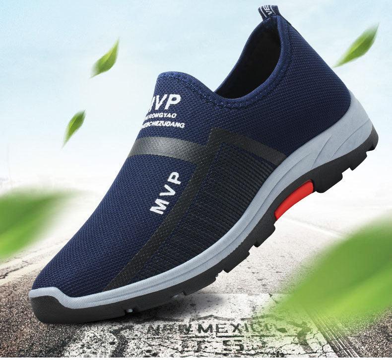 Baskets légères d'été en maille pour hommes, chaussures de marche Tenis respirantes, espadrilles à enfiler pour hommes, chaussures d'été et d'automne respirantes en maille, baskets au design tendance, espadrilles
