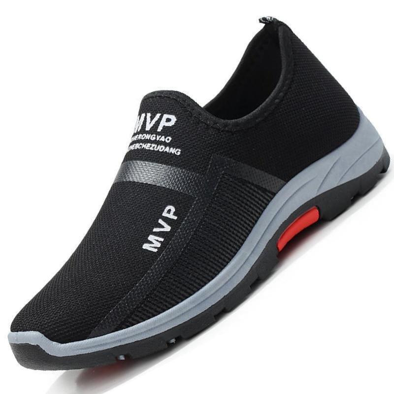 Baskets légères d'été en maille pour hommes, chaussures de marche Tenis respirantes, espadrilles à enfiler pour hommes, chaussures d'été et d'automne respirantes en maille, baskets au design tendance, espadrilles