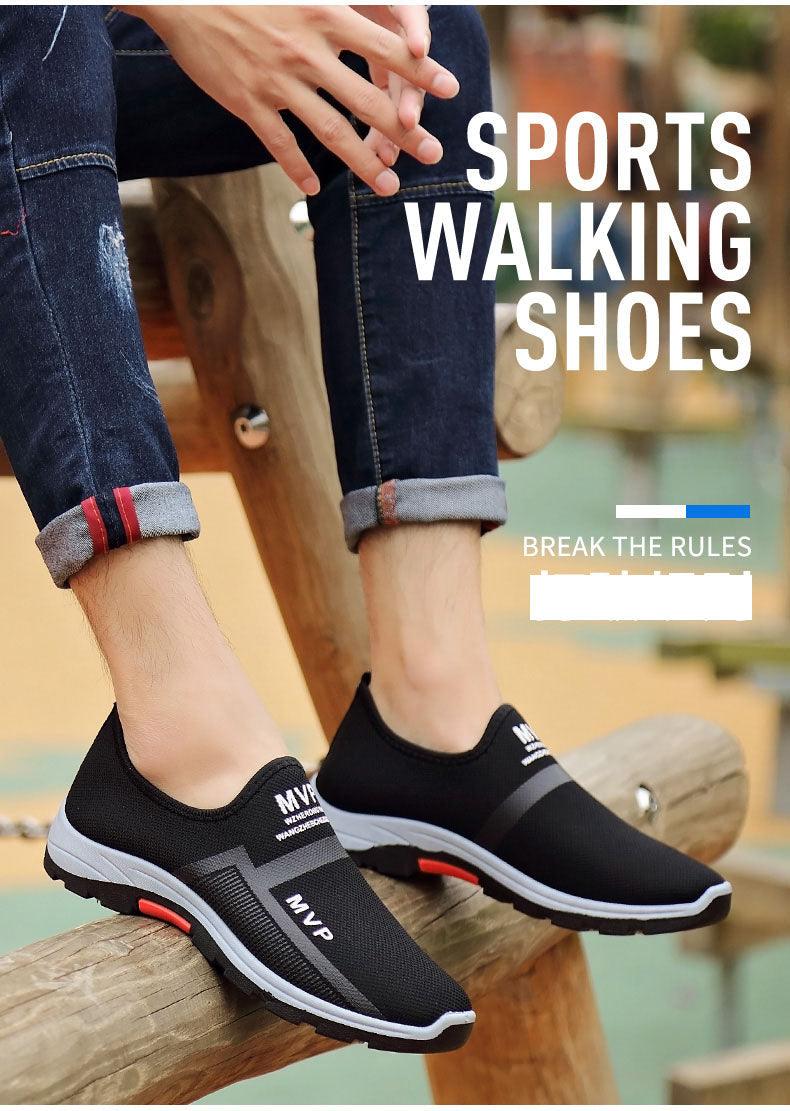 Baskets légères d'été en maille pour hommes, chaussures de marche Tenis respirantes, espadrilles à enfiler pour hommes, chaussures d'été et d'automne respirantes en maille, baskets au design tendance, espadrilles