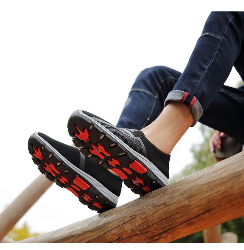 Baskets légères d'été en maille pour hommes, chaussures de marche Tenis respirantes, espadrilles à enfiler pour hommes, chaussures d'été et d'automne respirantes en maille, baskets au design tendance, espadrilles