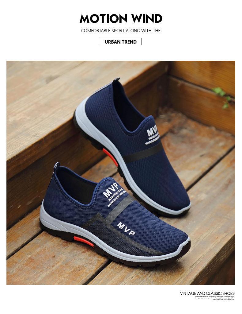 Baskets légères d'été en maille pour hommes, chaussures de marche Tenis respirantes, espadrilles à enfiler pour hommes, chaussures d'été et d'automne respirantes en maille, baskets au design tendance, espadrilles