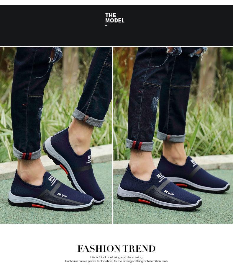 Baskets légères d'été en maille pour hommes, chaussures de marche Tenis respirantes, espadrilles à enfiler pour hommes, chaussures d'été et d'automne respirantes en maille, baskets au design tendance, espadrilles