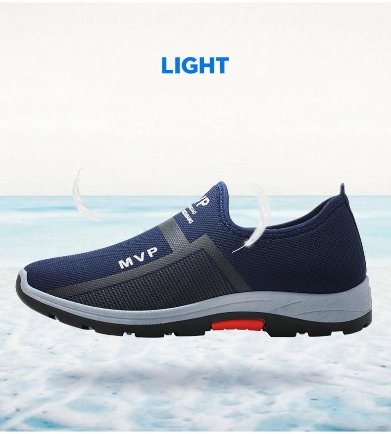 Baskets légères d'été en maille pour hommes, chaussures de marche Tenis respirantes, espadrilles à enfiler pour hommes, chaussures d'été et d'automne respirantes en maille, baskets au design tendance, espadrilles