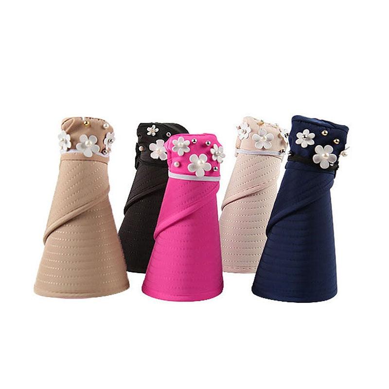 Chapeaux d'été modernes pour adultes pour femmes Chapeau de soleil pliable pour femmes Visière enroulable réglable et repliable Chapeau à fleurs Casquette de baseball décontractée pour femme pour le sport