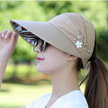 Chapeaux d'été modernes pour adultes pour femmes Chapeau de soleil pliable pour femmes Visière enroulable réglable et repliable Chapeau à fleurs Casquette de baseball décontractée pour femme pour le sport