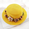 Chapeau de soleil d'été, nœud papillon élégant, chapeau de paille pour femmes, casquettes de plage, chapeau de soleil d'été pour femmes, casquette bob, ruban de fleurs beiges, chapeau de paille de fête pour femmes