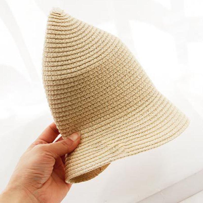 Chapeau de soleil d'été, nœud papillon élégant, chapeau de paille pour femmes, casquettes de plage, chapeau de soleil d'été pour femmes, casquette bob, ruban de fleurs beiges, chapeau de paille de fête pour femmes