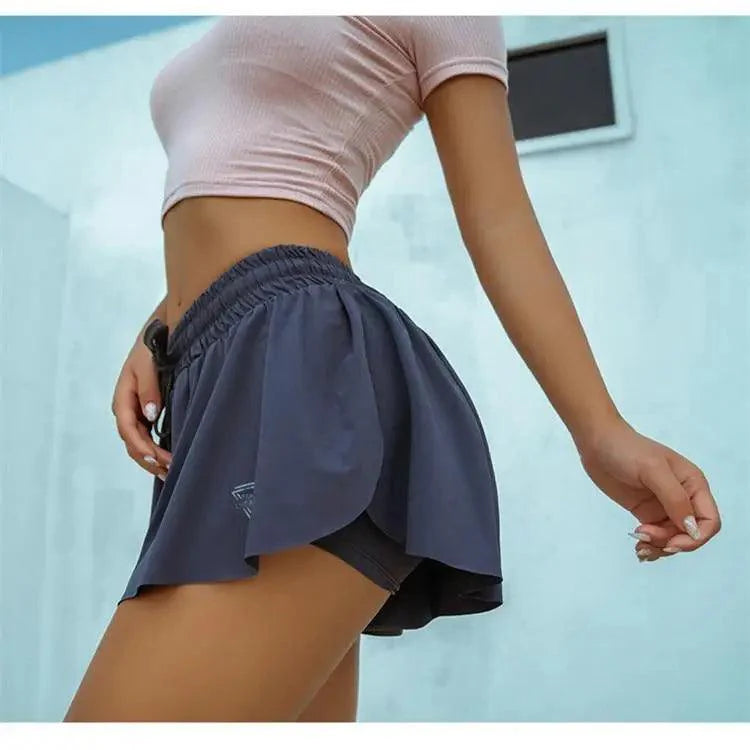 Shorts de course d'été pour femmes 2 en 1 Marathon à séchage rapide Shorts de sport amples de gymnastique Respirants Yoga