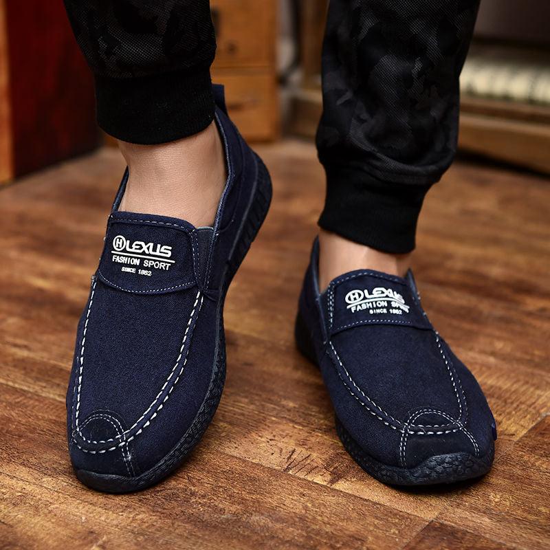 Chaussures Décontractées d'Été pour Hommes, en Caoutchouc, Toile Unie, Légères, Imperméables, Plates, Baskets Décontractées, Mocassins Décontractés en Toile pour Intérieur