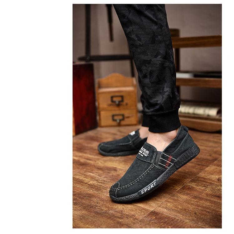 Chaussures Décontractées d'Été pour Hommes, en Caoutchouc, Toile Unie, Légères, Imperméables, Plates, Baskets Décontractées, Mocassins Décontractés en Toile pour Intérieur