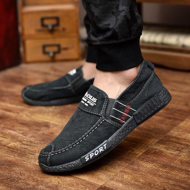 Chaussures Décontractées d'Été pour Hommes, en Caoutchouc, Toile Unie, Légères, Imperméables, Plates, Baskets Décontractées, Mocassins Décontractés en Toile pour Intérieur