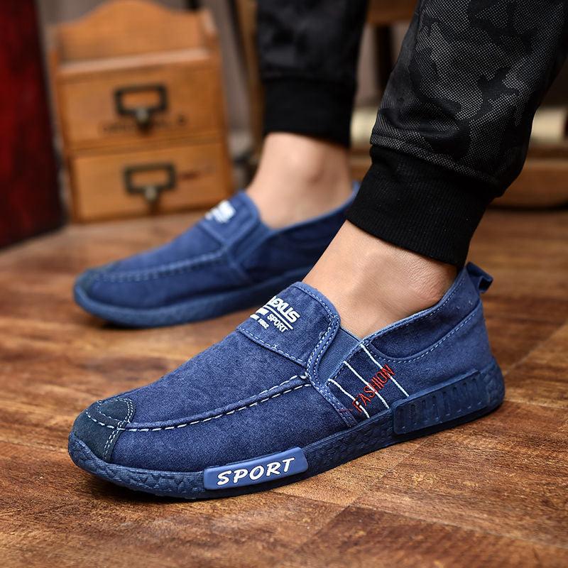 Chaussures Décontractées d'Été pour Hommes, en Caoutchouc, Toile Unie, Légères, Imperméables, Plates, Baskets Décontractées, Mocassins Décontractés en Toile pour Intérieur