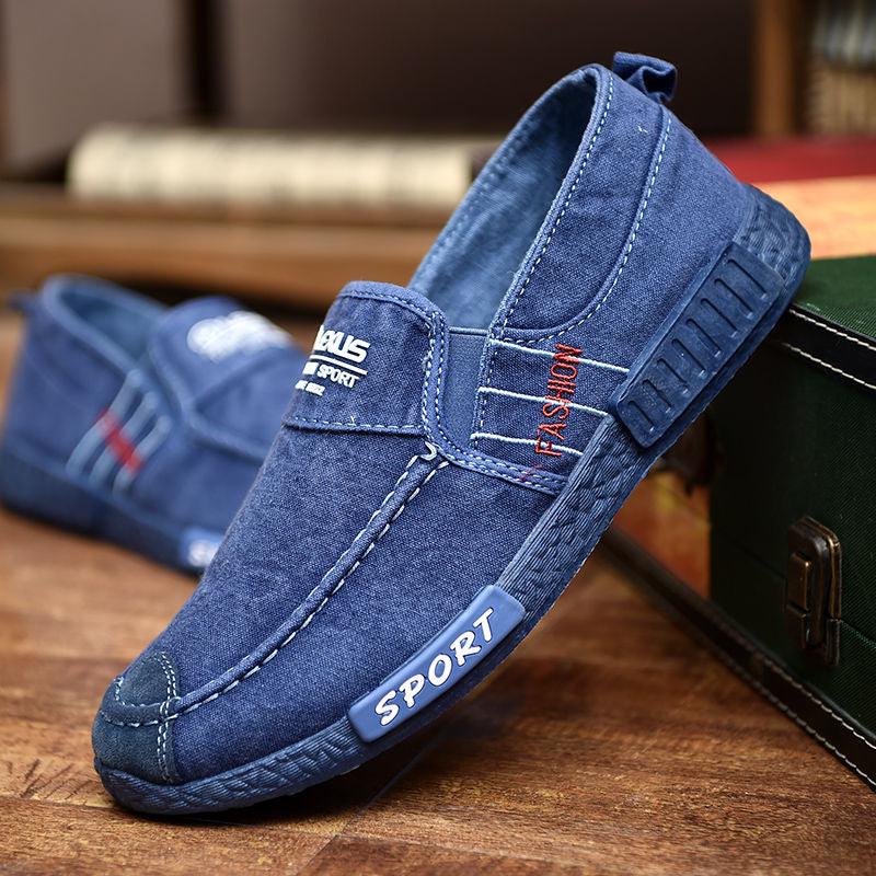 Chaussures Décontractées d'Été pour Hommes, en Caoutchouc, Toile Unie, Légères, Imperméables, Plates, Baskets Décontractées, Mocassins Décontractés en Toile pour Intérieur