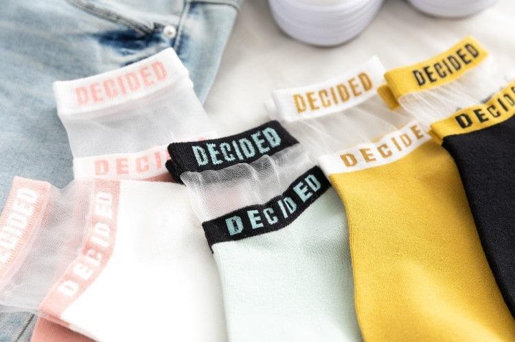 Chaussettes Courtes en Coton Respirant pour Femme avec Motif Lettres Transparents et Évidées, Chaussettes Bateau Fines et Décontractées pour l'Été