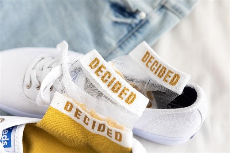 Chaussettes Courtes en Coton Respirant pour Femme avec Motif Lettres Transparents et Évidées, Chaussettes Bateau Fines et Décontractées pour l'Été