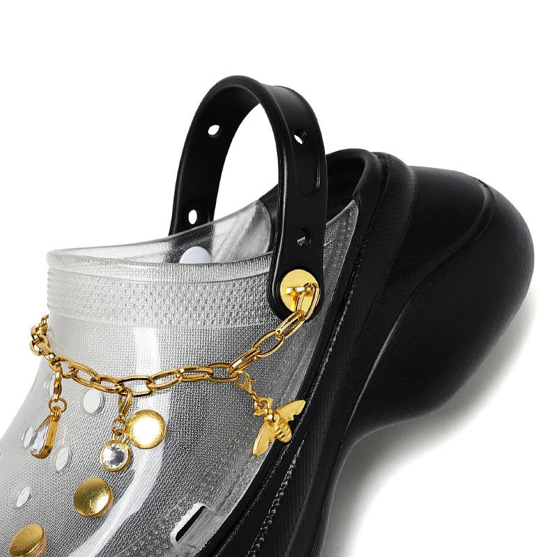 Sandales respirantes d'été pour femmes Chaussures de plage Femmes Pantoufles Claquettes Sandales mode Sabots Chaussures de marche légères avec chaîne Chaussures confortables pour la maison