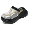 Sandales respirantes d'été pour femmes Chaussures de plage Femmes Pantoufles Claquettes Sandales mode Sabots Chaussures de marche légères avec chaîne Chaussures confortables pour la maison