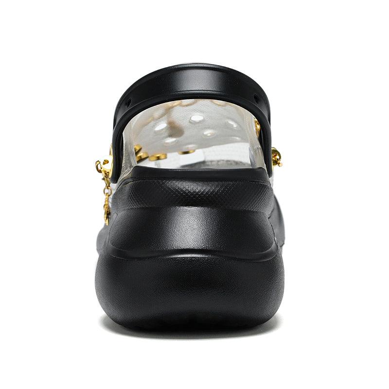 Sandales respirantes d'été pour femmes Chaussures de plage Femmes Pantoufles Claquettes Sandales mode Sabots Chaussures de marche légères avec chaîne Chaussures confortables pour la maison