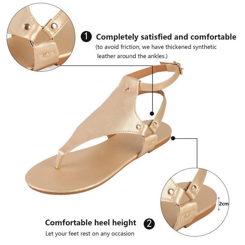 Sandales d'été pour femmes, mode à semelle épaisse, chaussures à pince d'orteil pour femmes, sandales de plage extérieures, sandales plates, sandales d'été respirantes à bout ouvert avec bride à la cheville, sandales pour femmes avec boucle réglable