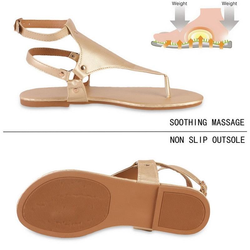 Sandales d'été pour femmes, mode à semelle épaisse, chaussures à pince d'orteil pour femmes, sandales de plage extérieures, sandales plates, sandales d'été respirantes à bout ouvert avec bride à la cheville, sandales pour femmes avec boucle réglable