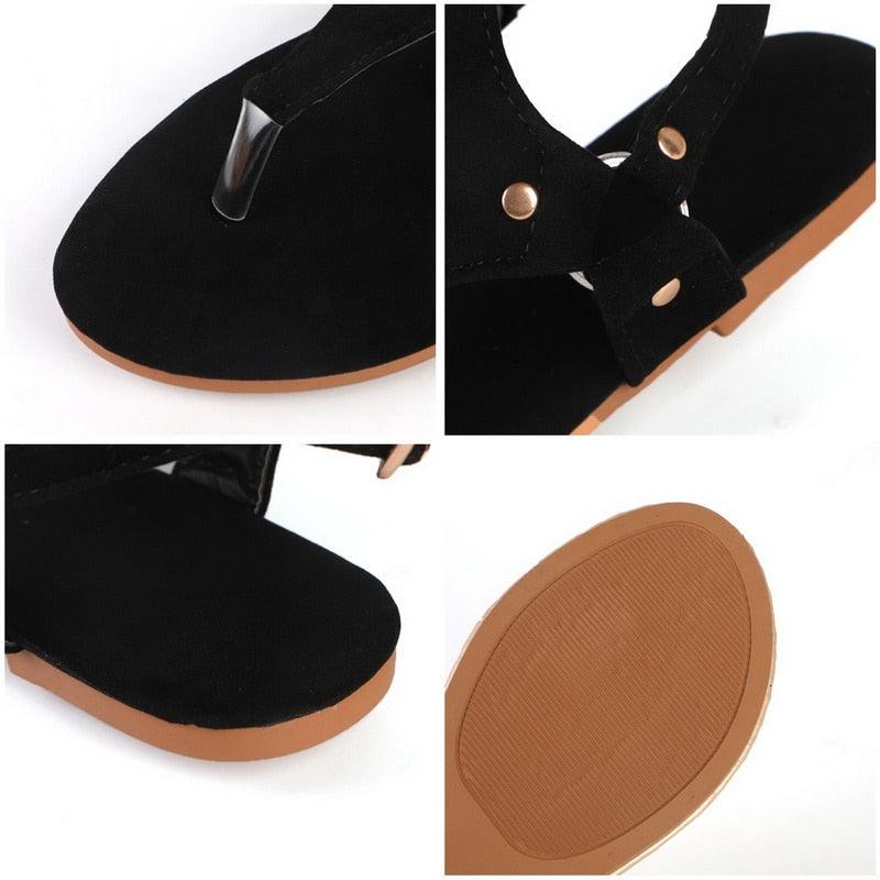 Sandales d'été pour femmes, mode à semelle épaisse, chaussures à pince d'orteil pour femmes, sandales de plage extérieures, sandales plates, sandales d'été respirantes à bout ouvert avec bride à la cheville, sandales pour femmes avec boucle réglable