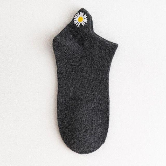 Chaussettes d'été pour femmes motif fleurs mignonnes Chaussettes unies simples Chaussettes longues pour femmes Chaussettes amusantes et respirantes pour hommes et femmes