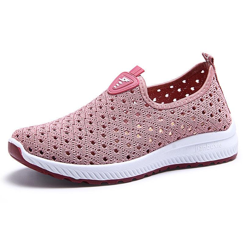 Espadrilles de Sport d'Été pour Femmes Tendance Respirantes Chaussures Baskets à Enfiler pour Femmes Chaussures de Marche Légères Confortables Élégantes Antidérapantes en Maille Design Élégant