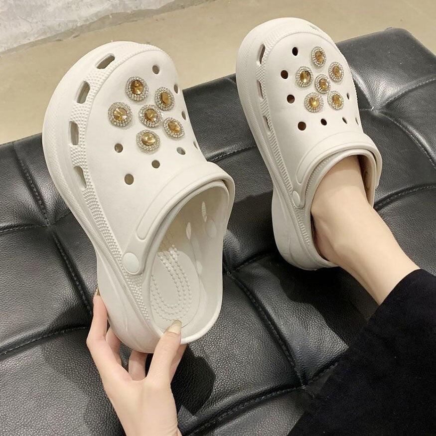 Sabots d'été pour femmes à plateforme, sabots de jardin, chaussons de plage d'extérieur, sabots pour femmes, sandales confortables à enfiler pour tous les jours