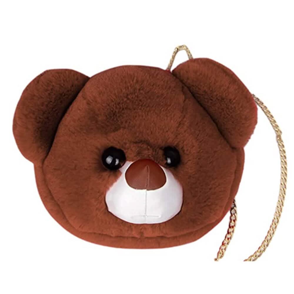 Sac à main femme en fausse fourrure super mignon à tête d'ours animal