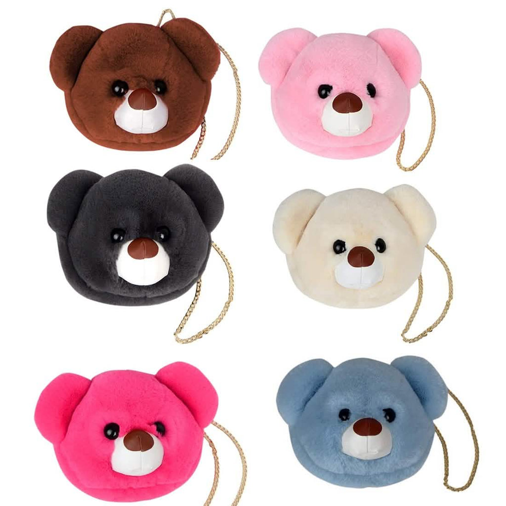 Sac à main femme en fausse fourrure super mignon à tête d'ours animal