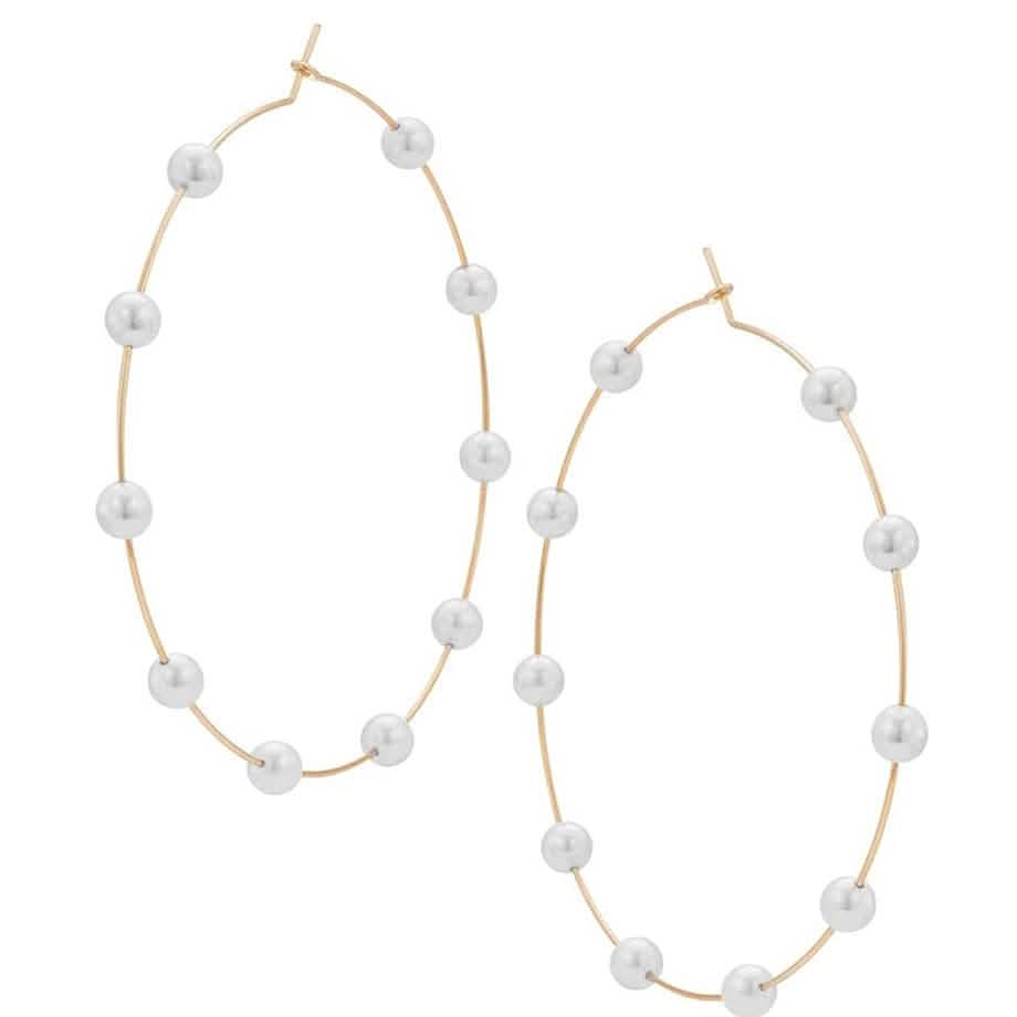 Boucles d'oreilles pendantes fines et extra-larges avec perles