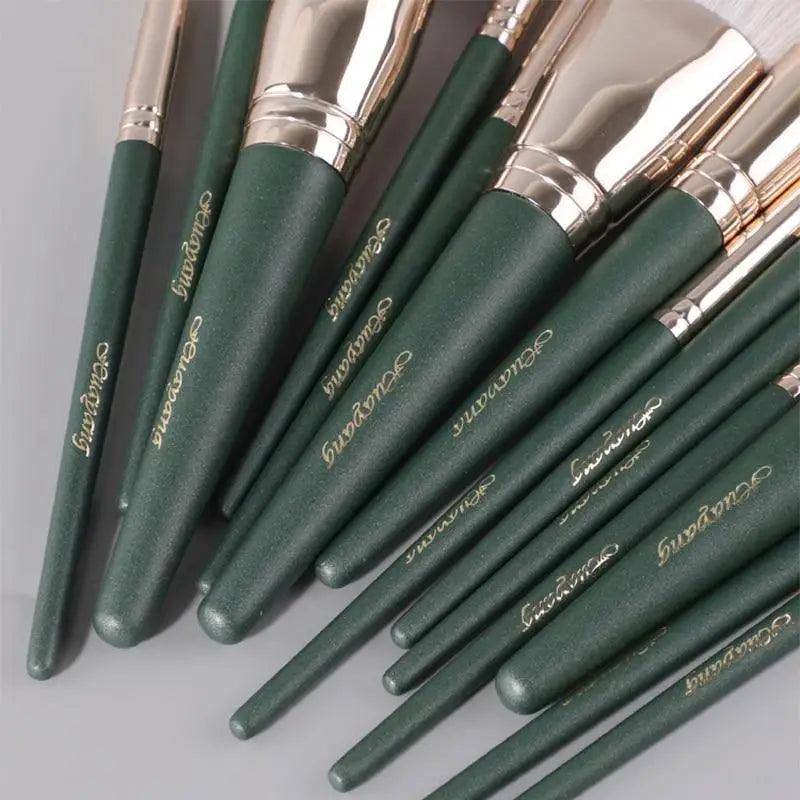 Lot de 14 pinceaux de maquillage professionnels de qualité supérieure pour fond de teint, poudre, blush, fard à paupières, mélangeur à lèvres en bois