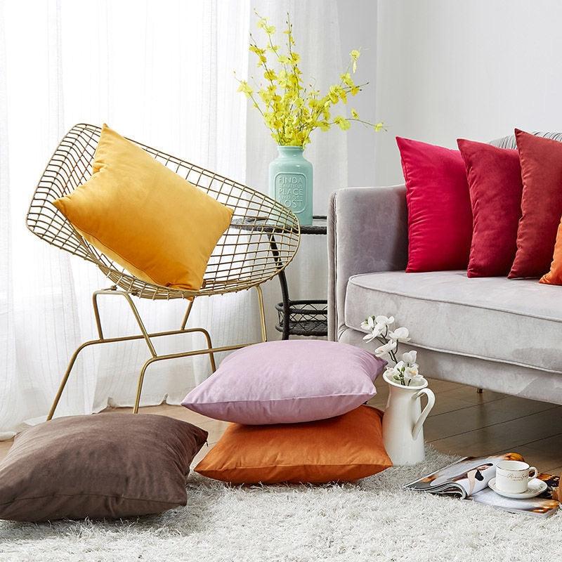 Housse de coussin super douce Housse d'oreiller en velours Housse de coussin décorative en velours pour salon Housse de coussin carrée unie douce pour canapé Oreillers décoratifs pour la maison