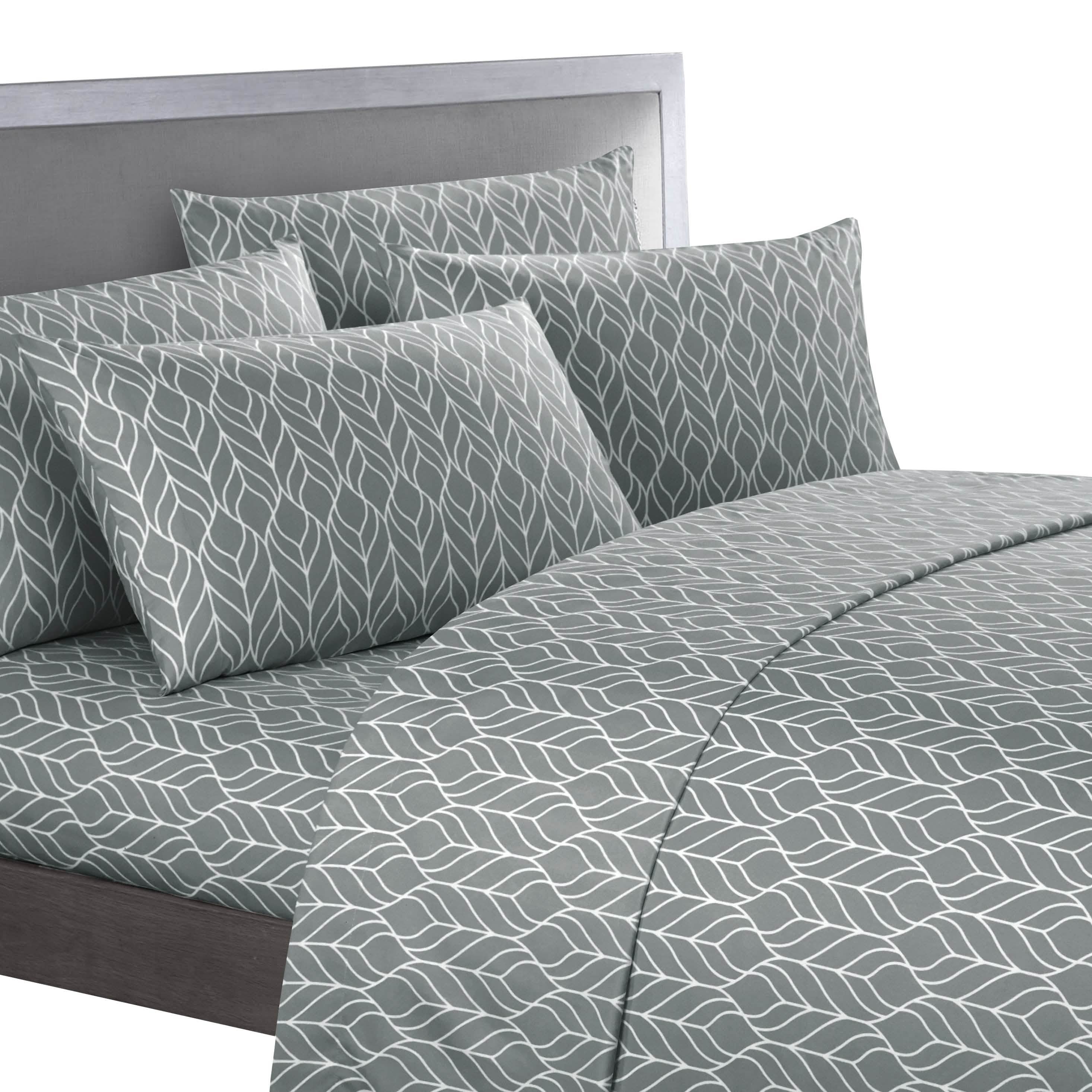 Parure de draps ultra-douce à motif géométrique bicolore de feuilles