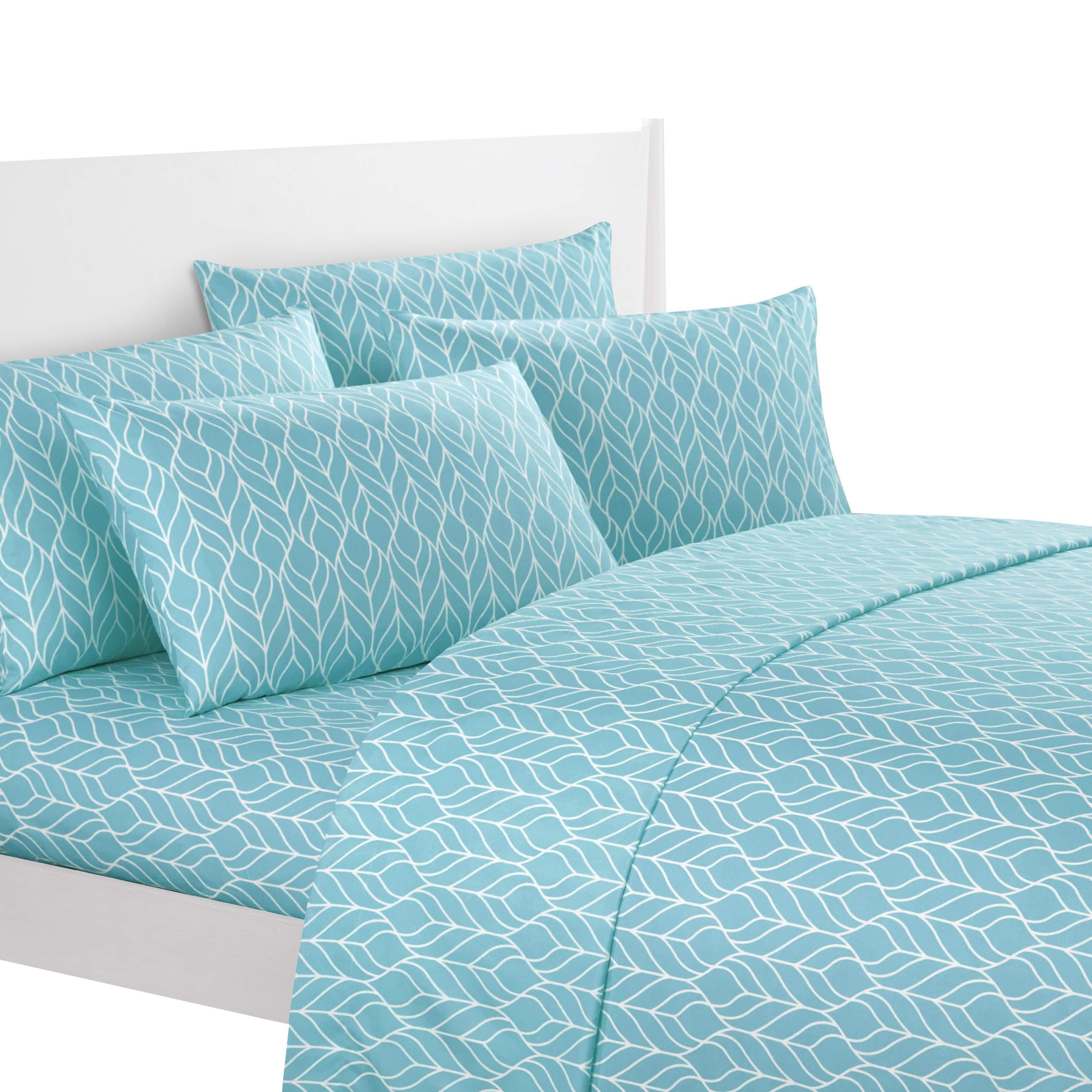 Parure de draps ultra-douce à motif géométrique bicolore de feuilles