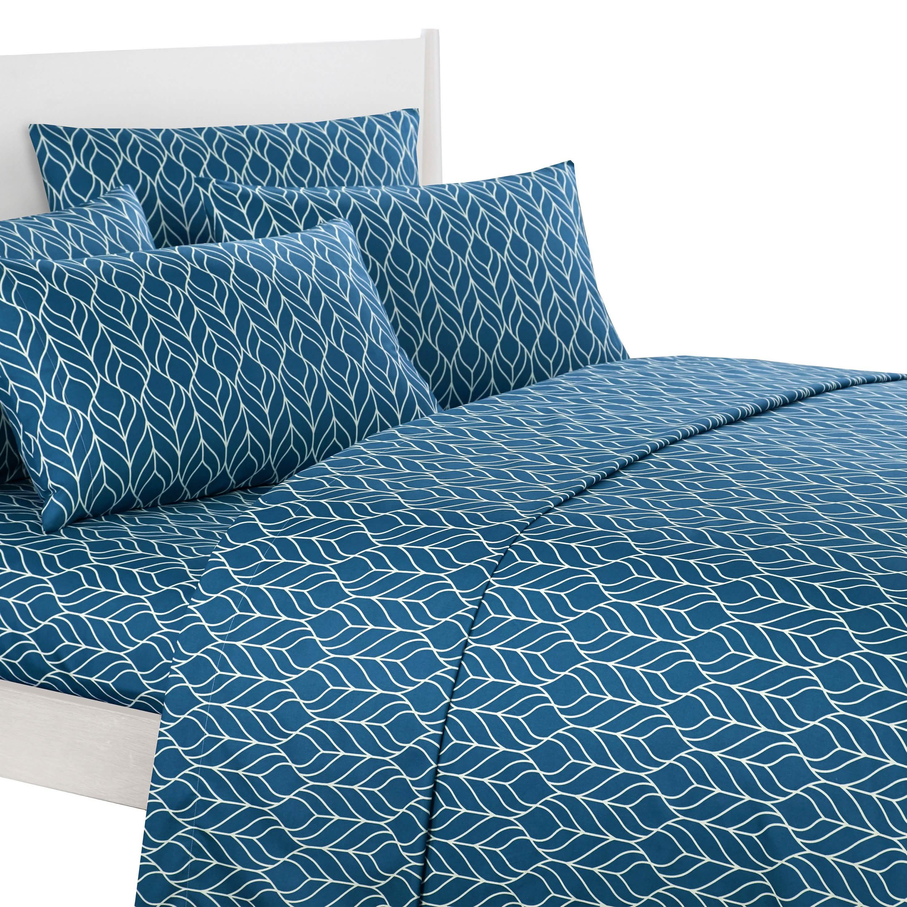Parure de draps ultra-douce à motif géométrique bicolore de feuilles