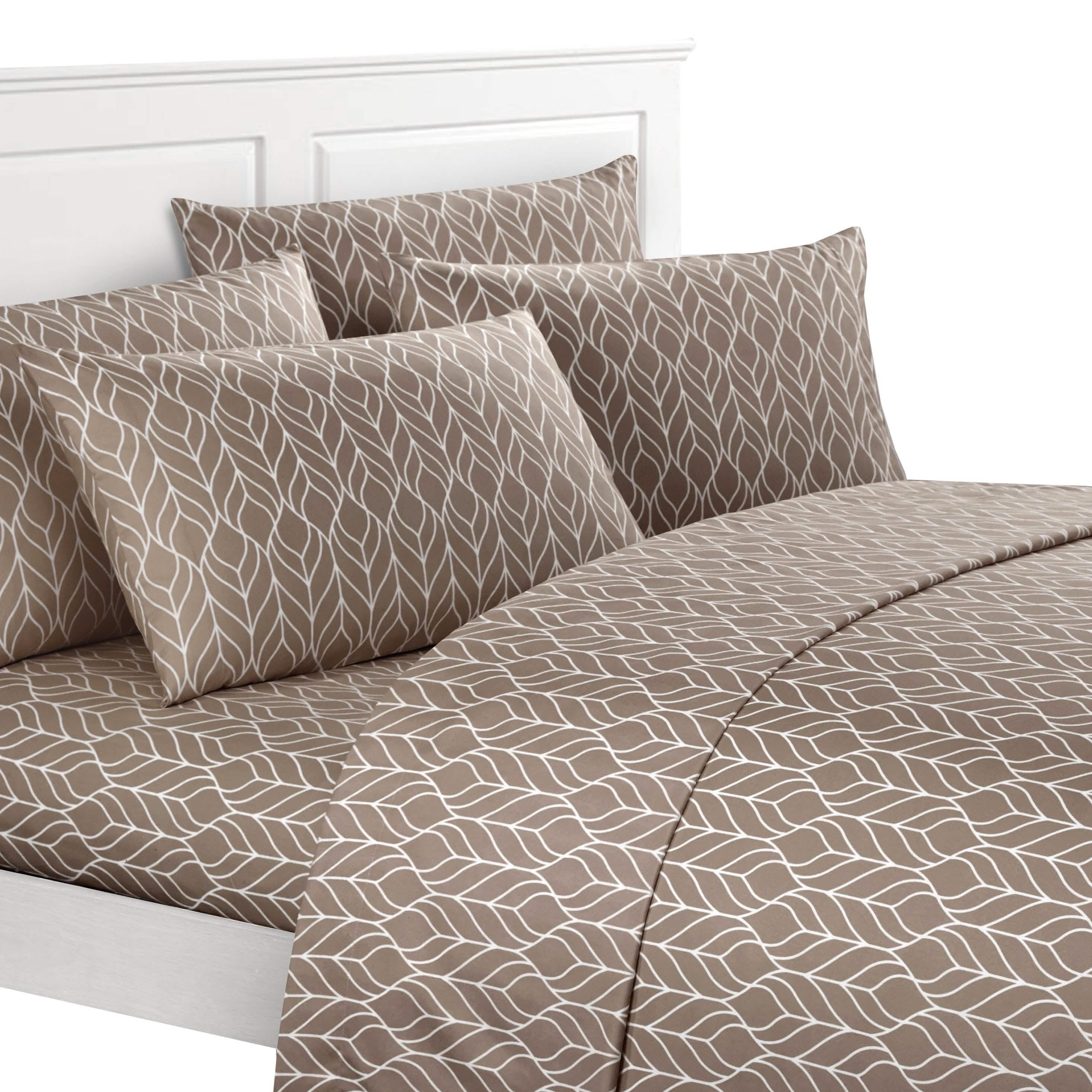 Parure de draps ultra-douce à motif géométrique bicolore de feuilles