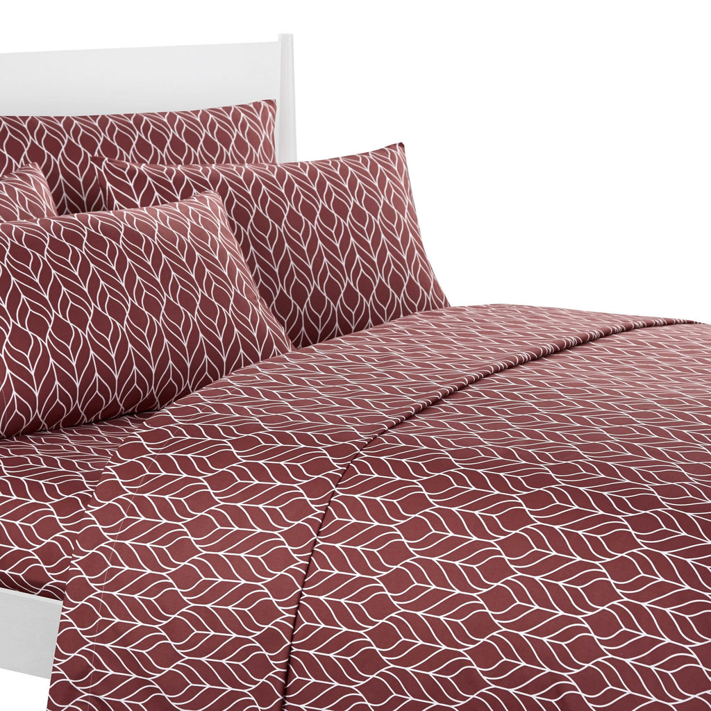 Parure de draps ultra-douce à motif géométrique bicolore de feuilles
