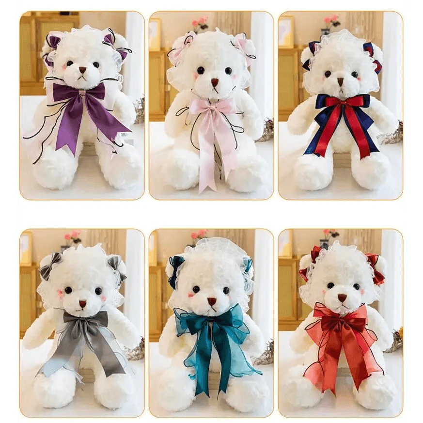 Ours en peluche mignon de qualité supérieure avec robe, poupée en peluche, animaux en peluche, jouets pour enfants, décoration de chambre, cadeaux de Noël et de Saint-Valentin