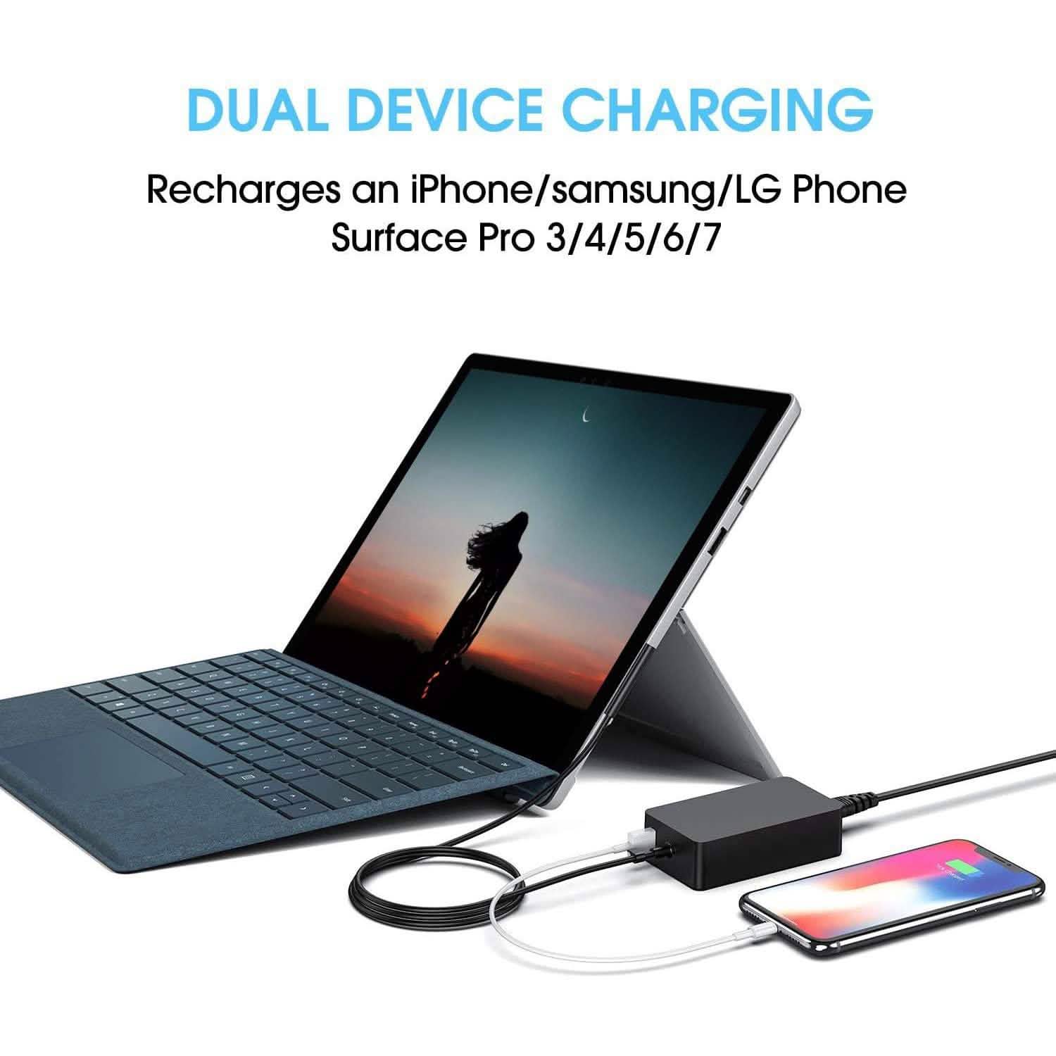 Chargeur Surface Pro 65W pour Surface Pro 3/4/5/6/7