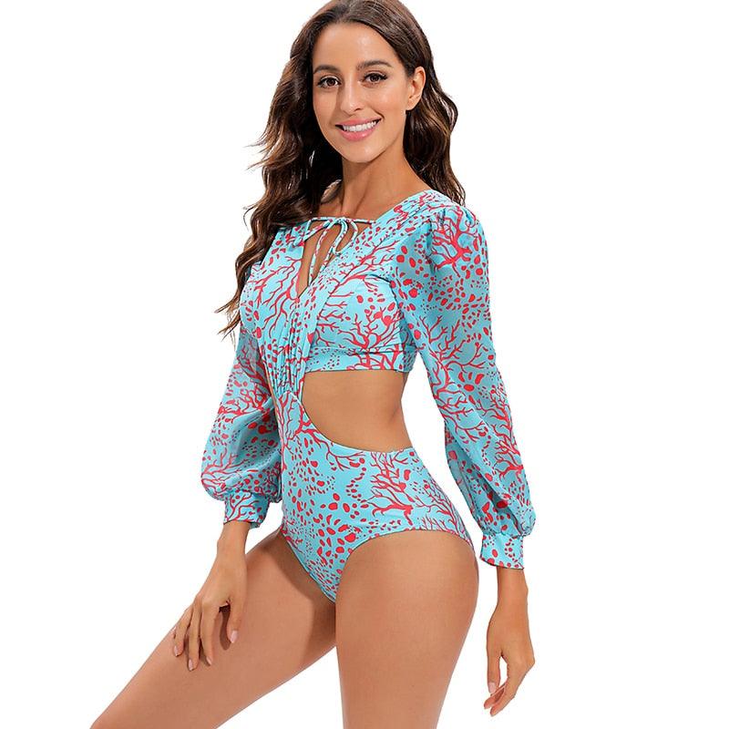 Maillot de bain de surf pour femme Bikini manches longues Maillot de bain imprimé tigre Push Up Maillot de bain d'été deux pièces Rash Guard de surf Bikini manches longues Ensemble maillot de bain