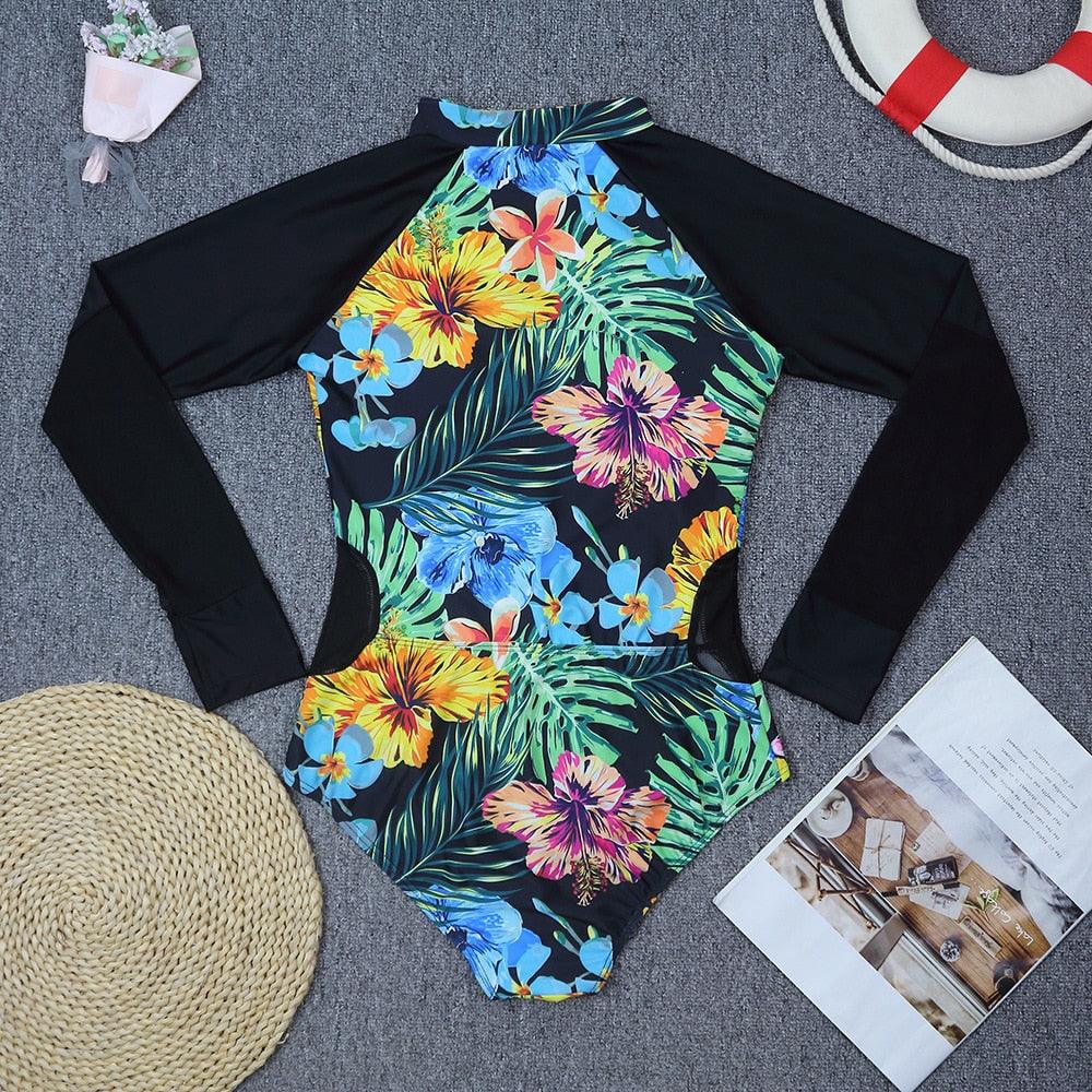 Maillot de bain de surf pour femme Bikini manches longues Maillot de bain imprimé tigre Push Up Maillot de bain d'été deux pièces Rash Guard de surf Bikini manches longues Ensemble maillot de bain