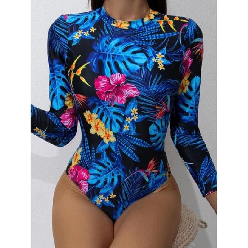 Maillot de bain de surf pour femme Bikini manches longues Maillot de bain imprimé tigre Push Up Maillot de bain d'été deux pièces Rash Guard de surf Bikini manches longues Ensemble maillot de bain