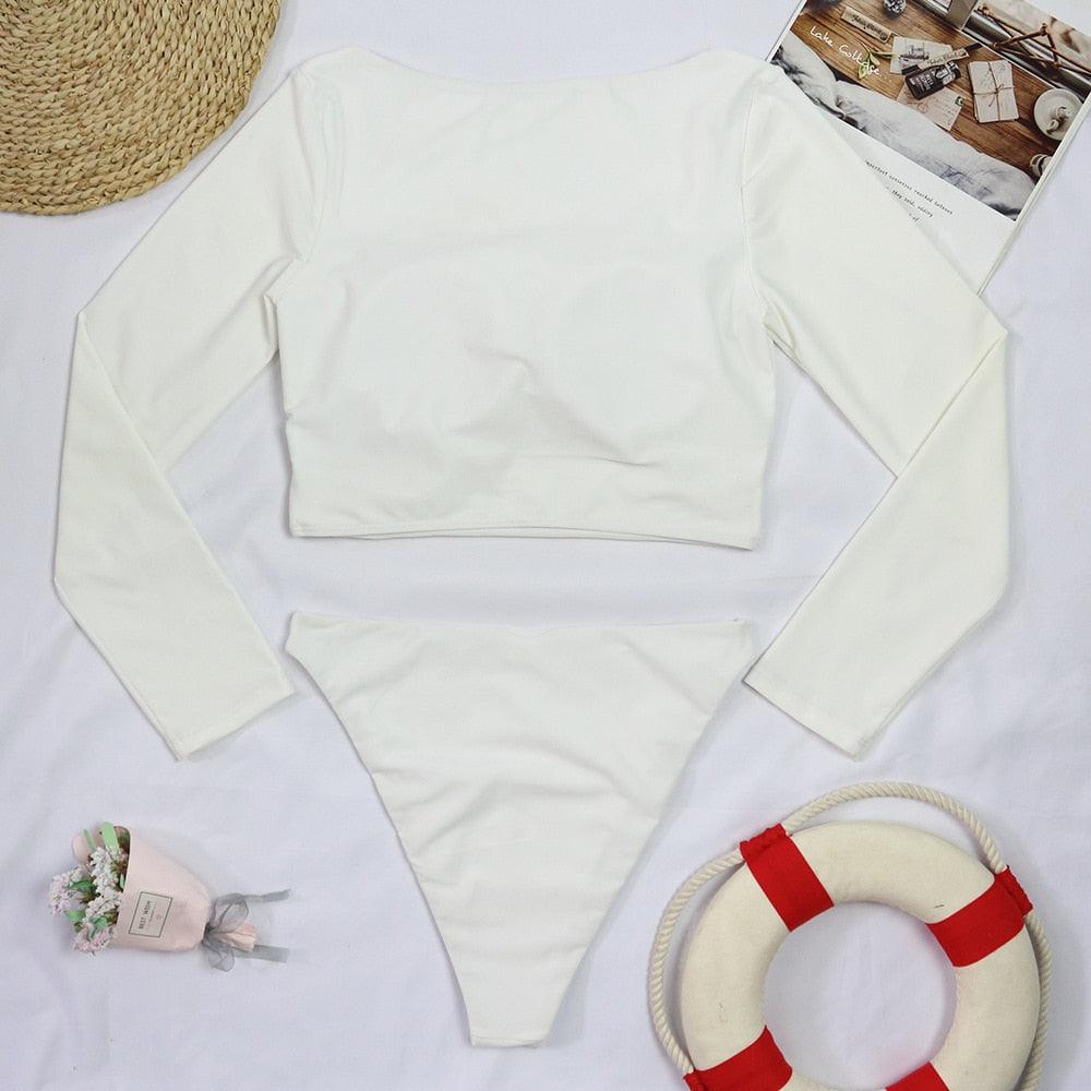 Maillot de bain de surf pour femme Bikini manches longues Maillot de bain imprimé tigre Push Up Maillot de bain d'été deux pièces Rash Guard de surf Bikini manches longues Ensemble maillot de bain