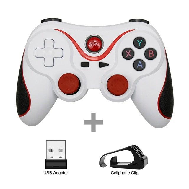 Manette de jeu Joystick sans fil blanche durable compatible Bluetooth BT3.0 avec téléphone portable Tablette Manette sans fil Manette de jeu Joystick compatible avec Slim 360 PC Windows 7 8 10 (Blanc)